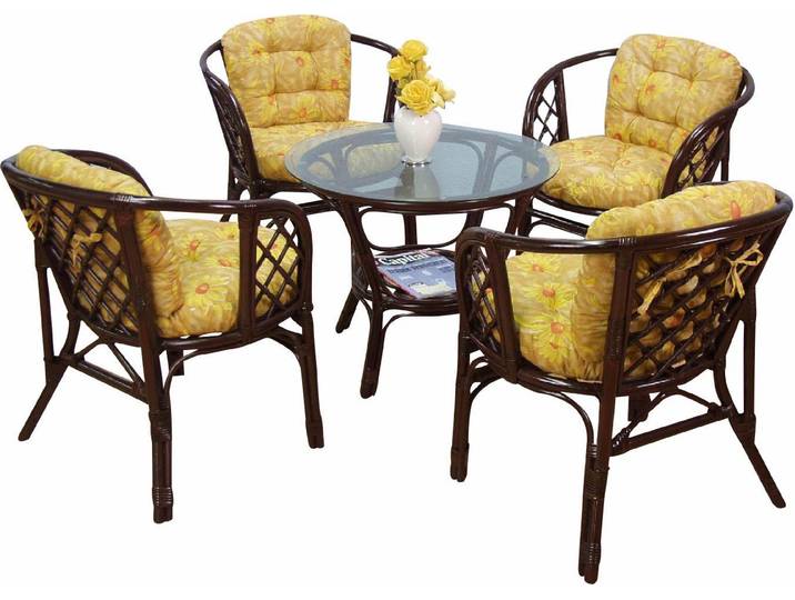 Essgruppe HOME AFFAIRE, braun (braun, blume), Sitzmöbel-Sets, Essgruppe, honigfarben, inklusive Kissenauflagen