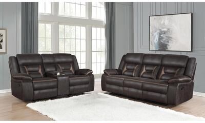 Coaster Greer Upholstered Reclining Sofa Set