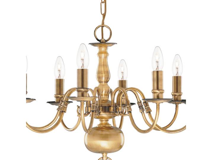 Kronleuchter Flemish, Messingfarben, Metall, 108 cm, höhenverstellbar, Lampen & Leuchten, Innenbeleuchtung, Hängeleuchten, Kronleuchter
