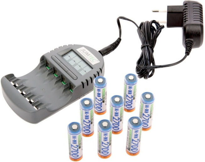 JUMTEC Set chargeur 3 avec 8 piles rechargeables NimH Mignon (1020194)