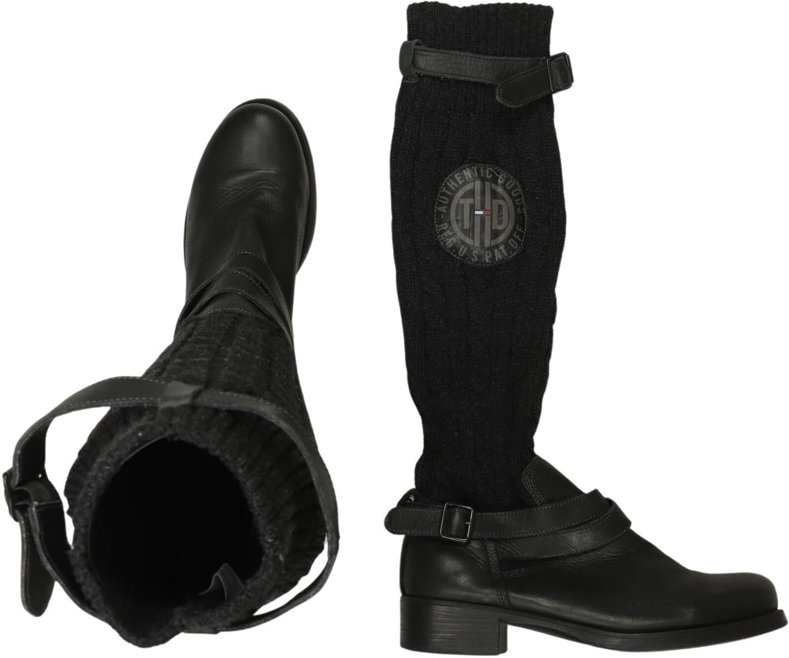 Hilfiger Denim Damen Stiefel, Schwarz, Gr. EU 40, Leder - Second Hand