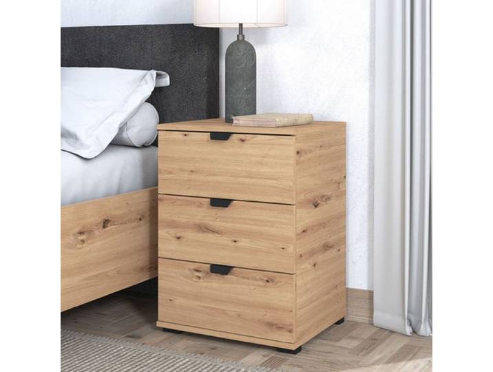 Table de chevet Talana Dmora bois noble chêne nœuds marron 45x40x63h cm