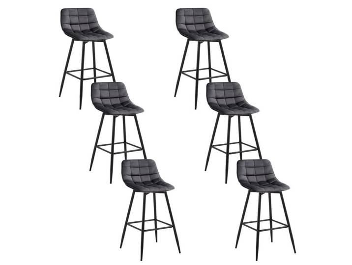 WOLTU 6X Tabouret de Bar Chaise de Bar Assise rembourrée en Velours avec Pieds et Repose-Pieds en métal Gris Foncé
