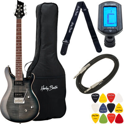 Harley Benton CST-24T P90 Black Flame Bundle Black Flame Hochglanz
