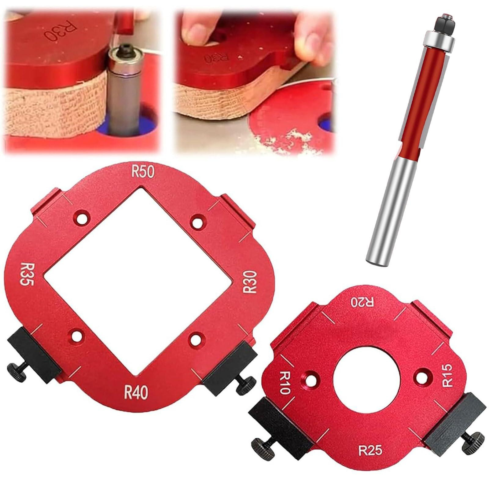 Selius Router Jig Radius Sjabloon Set - 2 stuks - Rood - 8 maten