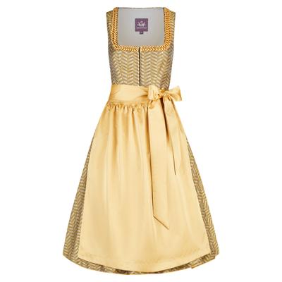Dirndl SPIETH & WENSKY "Spieth & Wensky Dirndl Kenia", Damen, Gr. 40, Normalgrößen, gelb, Elegant, regular fit, Kleider, in Midilänge, mit dekorativer Schürze