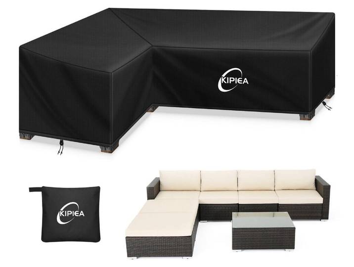 Abdeckung Loungemöbel L-Form 229x305x85cm 500D Oxford Winterfest Winddicht Reißfest UV-Beständig