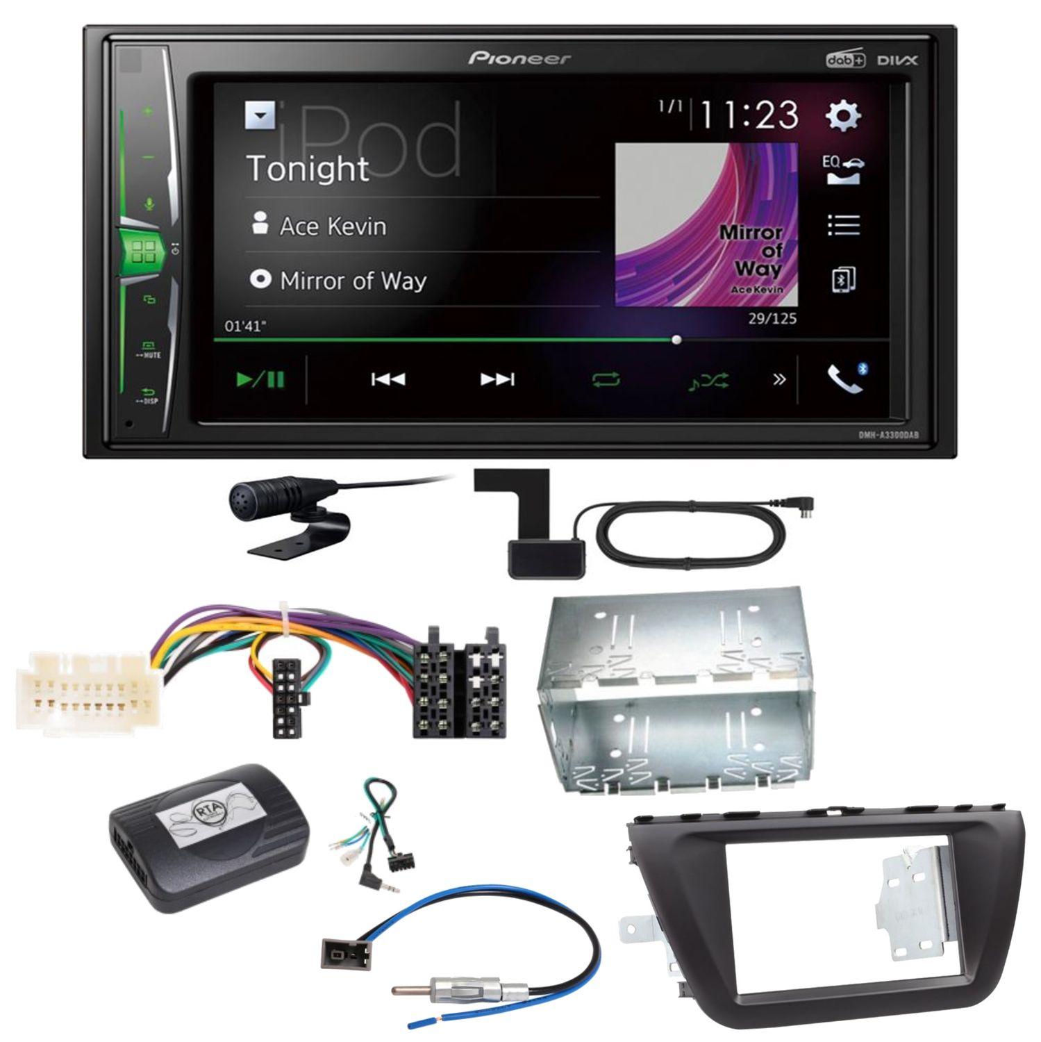 Pioneer DMH-A3300DAB Bluetooth USB DAB+ iPod Einbauset für Suzuki SX4 S-Cross