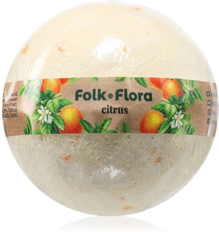 Folk & Flora Citrus bombe de bain avec effet rafraîchissant 130 g