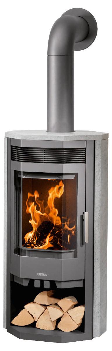 Justus | Kaminofen | Usedom 7 | 7 kW | Stahl Gussgrau, Speckstein