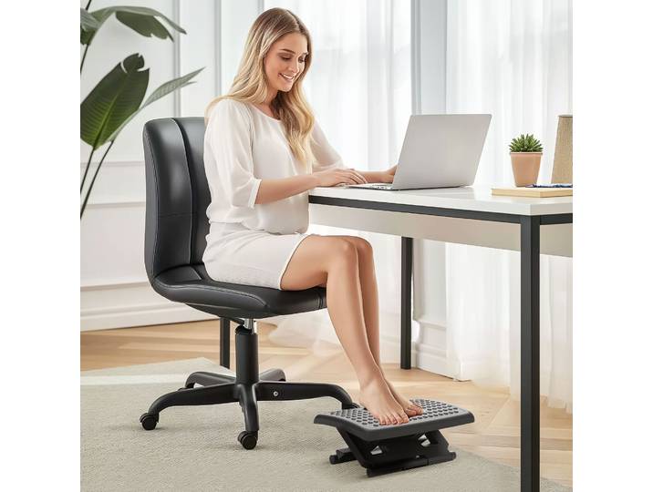 HOMCOM Repose-Pieds Ergonomique Angle Ajustable Noir