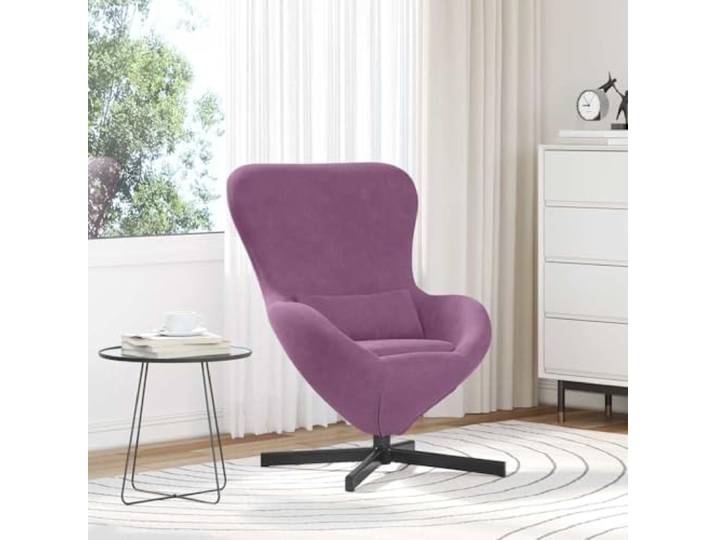 NLQMSU Sessel, Ei, Samt, Violett, 63 x 73 x 90 cm, drehbar 360, modern Weicher Samt, stabiles Metall, Spanholz, gebogene Rückenlehne, geneigte Armlehnen, Wohnzimmer, Schlafzimmer, Lesen