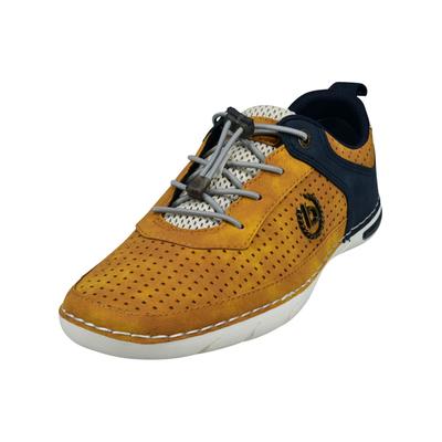 Schnürschuh BUGATTI "bugatti Halbschuhe Lederimitat", Herren, Gr. 42, gelb, Lederimitat, Schuhe Schnürschuh