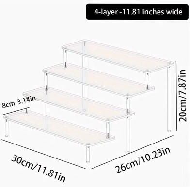 Uplift Picks Acrylic Stepped Perfume Display Rack For Cosmetic Desk Vanity Storage And Decoration 4 Layers transparent