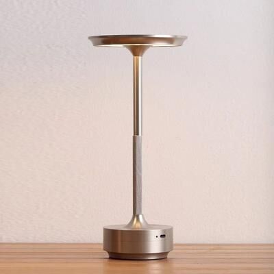 Uplift Essentials Aluminum Alloy Simple Decorative Lamp Retro Portable Touch Desk Lamp silver battery 2000 Mah