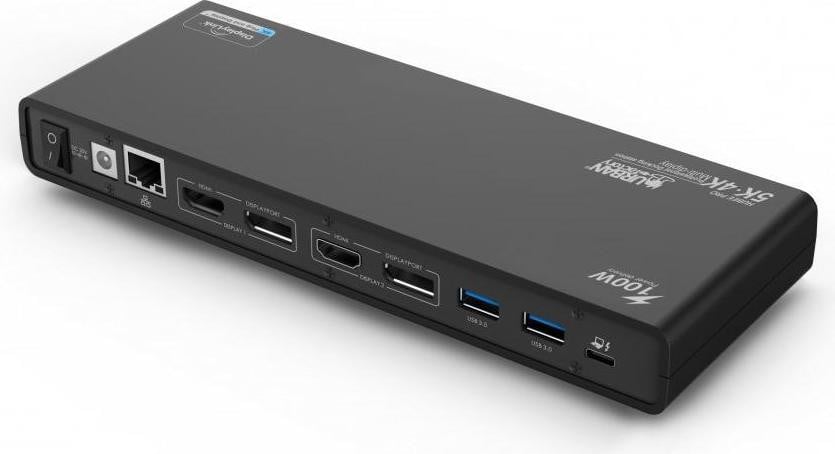 Urban Factory TCD50UF laptop-dockingstation en poortreplicator, USB 3.2 Gen 1, Type-A + Type-C, zwart