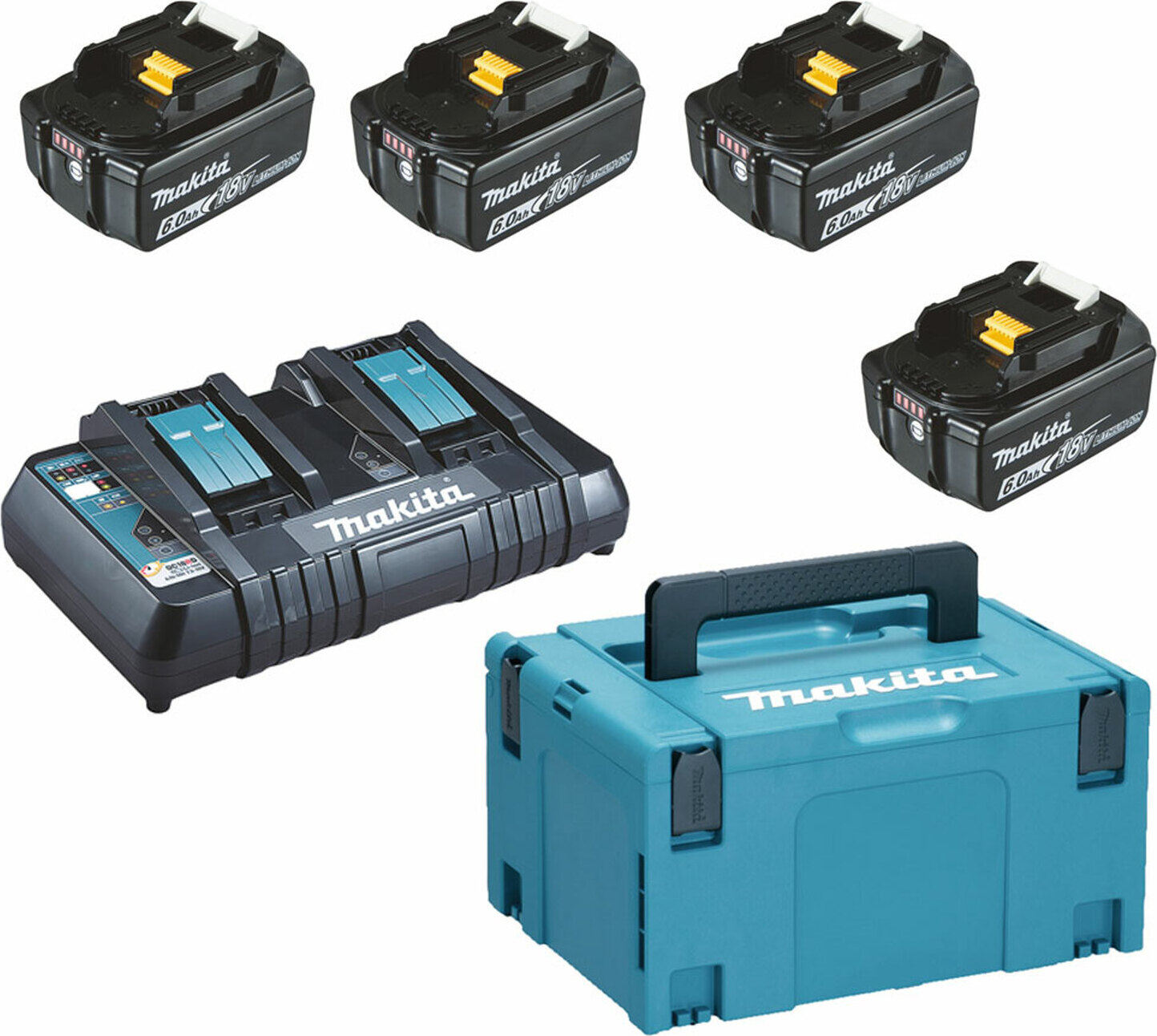 Makita 198091-4, Batterie- & Ladegerät-Set, Lithium-Ion (Li-Ion), 6 Ah, 18 V, Makita, Bohrer, Elektrischer Schraubendreher, Rotationshammer, Sander
