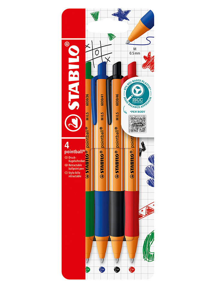 Druck-Kugelschreiber "STABILO point 88" - 4 Stück - onesize