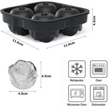 Smart Shopping Spot Rose Shaped Silicone Ice Cube Tray With Funnel For Whiskey & Cocktails s