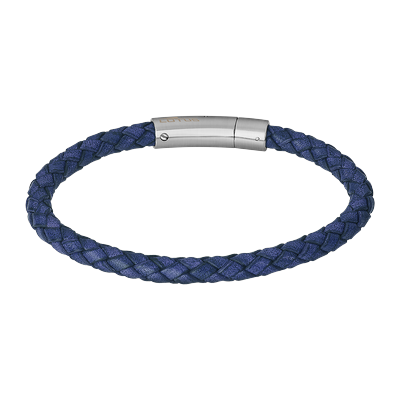 Armband LOTUS "Silent Impact", blau, edelstahlfarben, Armbänder, Herren, 21,5cm, Edelstahl Leder, Edelstahl, Leder, Armband