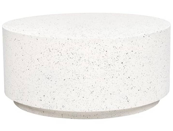 Beliani Outdoor Beistelltisch Beton Glasfaser Creme weiß Terrazzo Optik rund 90cm Trezzo