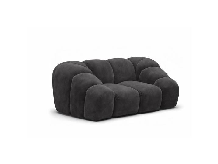 Kaiser Möbel Sessel modular, Veloursstoff Bluvel, Schwarz, Croissant, Holz, 168x72x115 cm, Wohnzimmer, Sessel, Polstersessel
