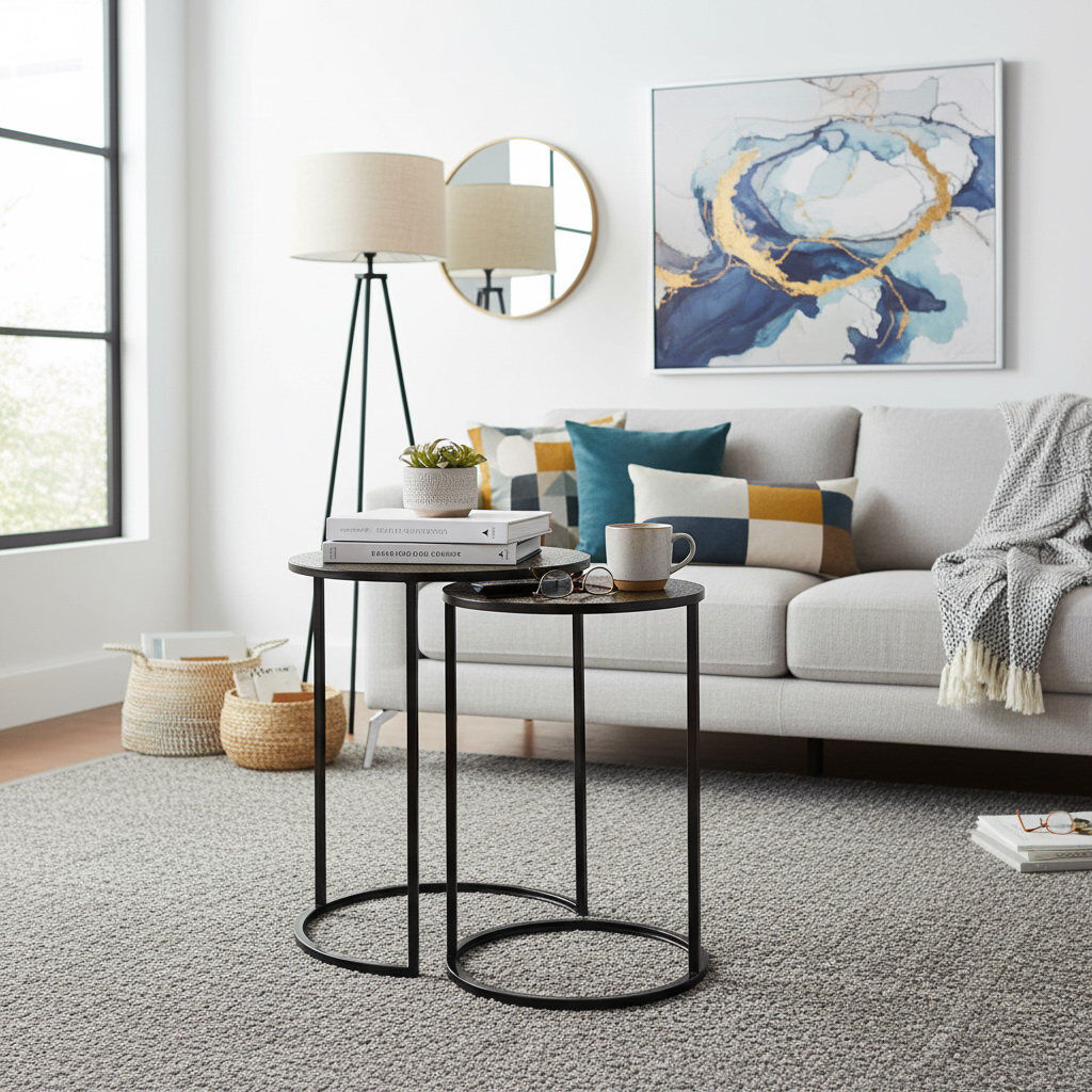 Ebern Designs Jacomine Frame Nesting Tables Antique Brass 55cm H X 40cm W X 40cm D