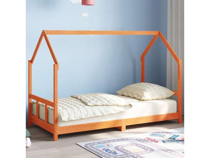 ZXQVLMRS Kinderbett Kiefer Holz Massivbett Schlafplatz 90x190 cm Braun Rustikale Aststellen-Optik, Kinderleichtes Ein- & Aussteigen