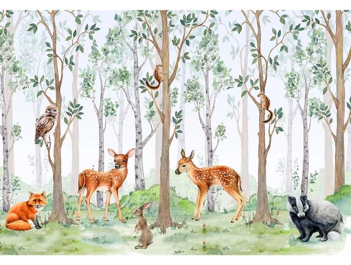 Tapete FOREST 4-teilig vliesfaser weiss 416x254x1cm