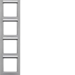 Berker 10546094 Rahmen 4f. senkr., B.feld, Q.3, alu samt