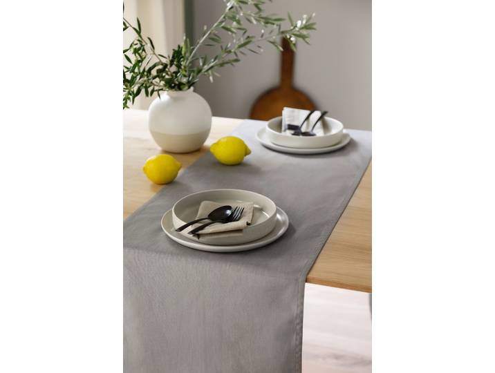 Tischläufer Base , grau, B:150cm L:40cm, Baumwolle, SCHÖNER WOHNEN-KOLLEKTION, Tischdecken, Tischläufer, aus reiner, sanforisierter Baumwolle