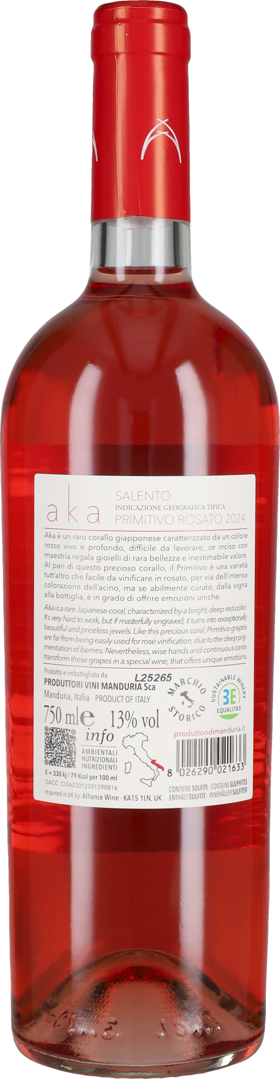 Primitivo Rosato 'Aka' Produttori di Manduria 2025