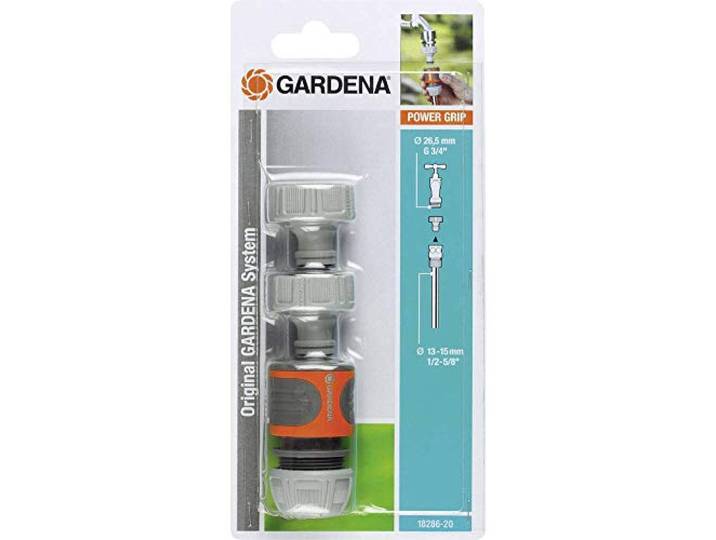 GARDENA aansluitset: Aansluitset voor het aankoppelen van 13 mm (1/2 )- en 15 mm (5/8 )-slangen op de waterkraan, eenvoudige bevestiging zonder gereedschap (18286-20)