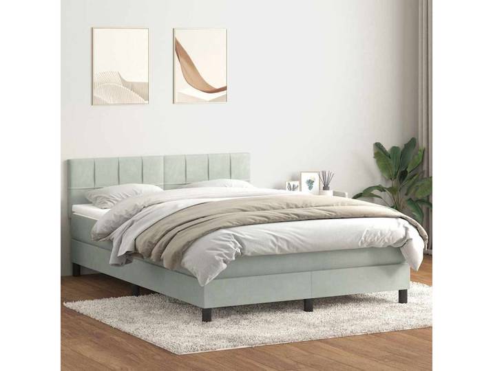 vidaXL Boxspringbett, Boxspringbett mit Matratze Hellgrau 160x210 cm Samt