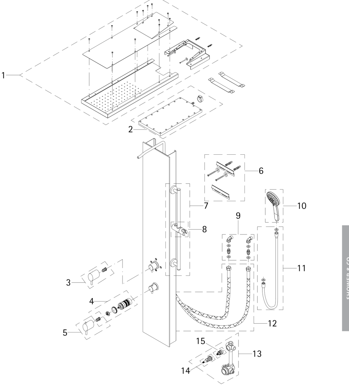 HSK Duschkabinenbau KG HSK Ersatzteile Lavida Traverse (Edelstahl-poliert), E98598-5-80 E98598-5-80