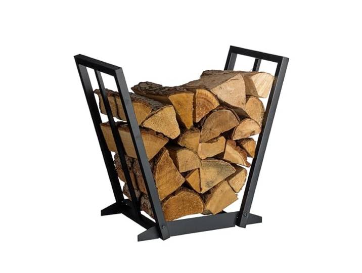 Relaxdays Kaminholzregal, Metall, HBT: 55,5 x 62 x 35 cm, Brennholzregal für Feuerholz, Stapelholz, Brennholz, schwarz