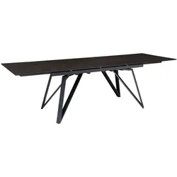 ESSTISCH Ausziehbar Keramik Glas Marmoroptik Rechteckig Groß, Schwarz 180x95x76 cm
