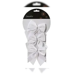 Christmas Decorations Schleifen 10cm 3er Set Geschenkschleifen Weihnachtsschleifen Dekoschleifen festliche Dekoration Weihnachten Hochzeit weiß
