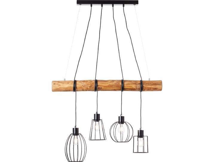 BRILLIANT Keyla Pendelleuchte 4flg schwarz/holzfarbend schwarz/holzfarbend 99549/76