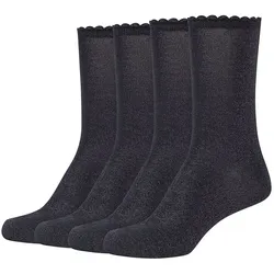 4er Pack camano Silky Touch Music Edition Lurex Socken Damen 9999 - black 39-42