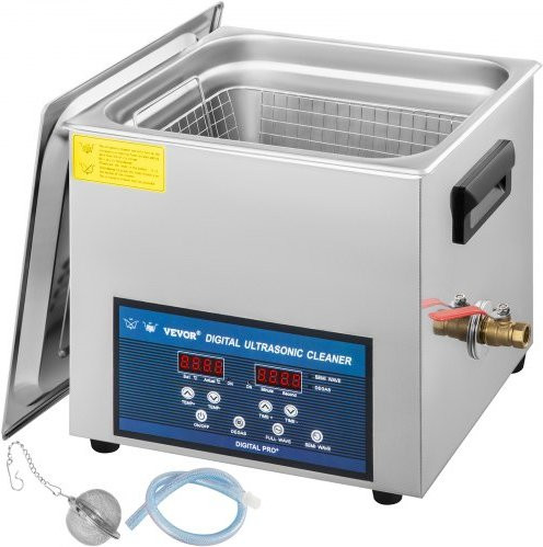 VEVOR Ultrasoonreiniger 10L, 260W Ultrasoon reinigingsapparaat met dubbele frequentie en LED-scherm, RVS, Zilver