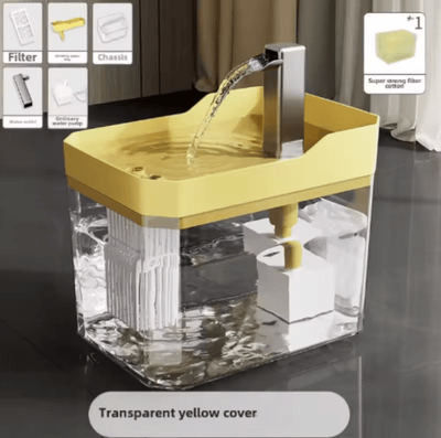Inspire Picks Transparent Cat Water Fountain USB Automatic Filtered Pet Water Dispenser With Pump yellow usb