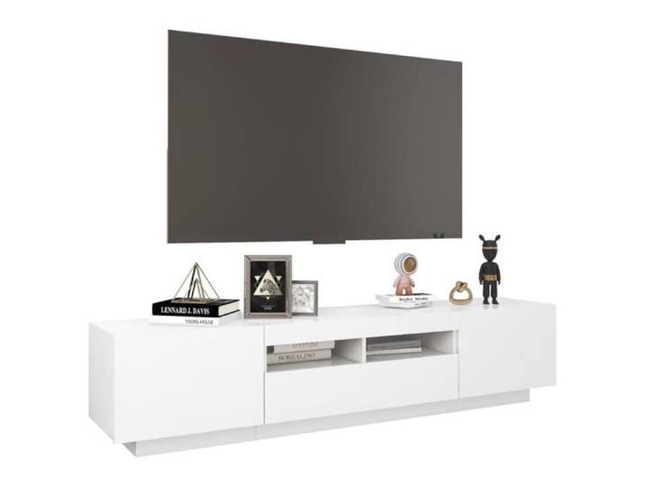 Meuble TV - VINGVO - YIN(3081897) - Blanc - 180x35x40 cm - Lumières LED RVB