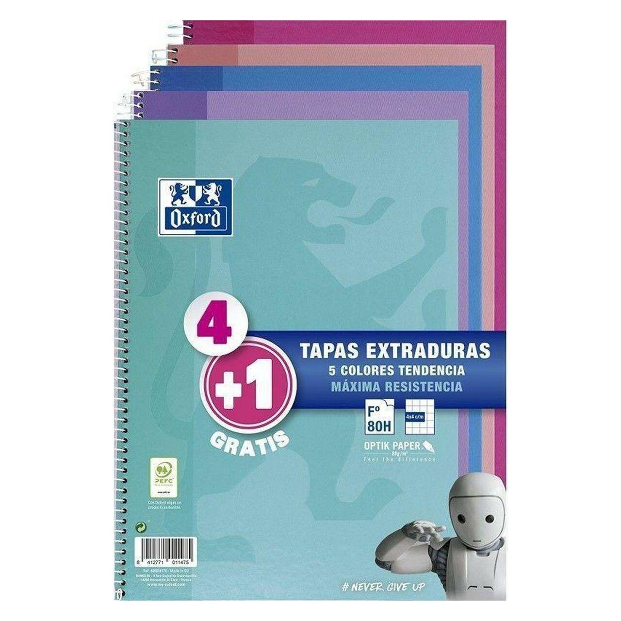 Oxford Notizbuch Bunt Din A4 5 Stücke 80 Seiten (A4, Harter Einband) (400122766)
