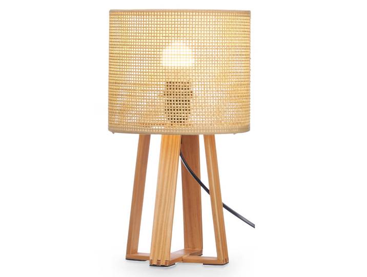 Giftdecor Nachttischlampe Boho Natural 36 cm, Beige, Holz, E27, 20x36x20 cm, Lampen & Leuchten, Innenbeleuchtung, Tischlampen