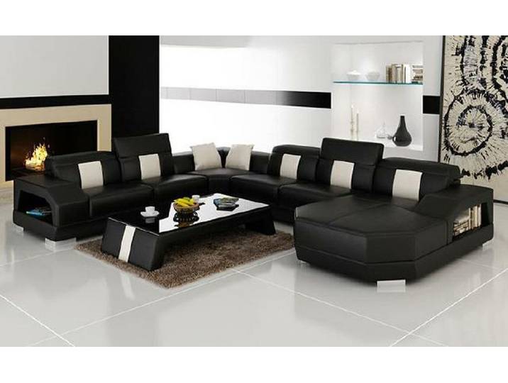 Xlmoebel Wohnlandschaft Elegantes U-Form Ledersofa mit USB-Schnittstelle und hohem Komfort, Wohnlandschaft, Hergestellt in Europa