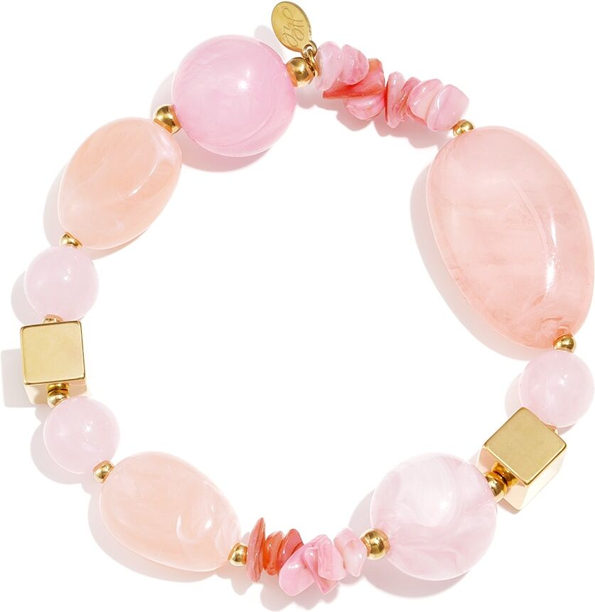 Perlenarmband ADELIA´S "Armband Perlenarmband aus Kunstharz, 17,5 cm", rosa, Armbänder, Damen, yehwang_17,5, Edelstahl, Perlenarmband, Mit großen, glänzenden Perlen