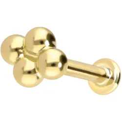 14 Karat Gold Labret mit Innengewinde 4 KUGELN
