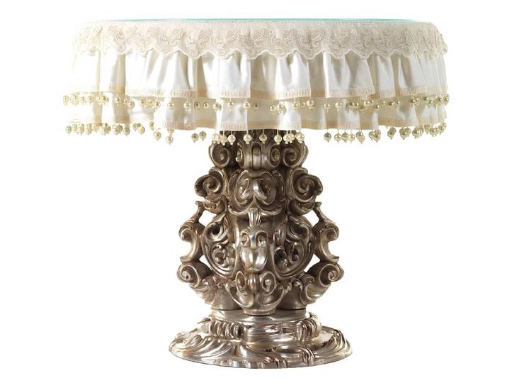 Xlmoebel Beistelltisch Italienischer Barock-Glastisch mit filigranem Design (1-St., Nachttisch), Hergestellt in Europa
