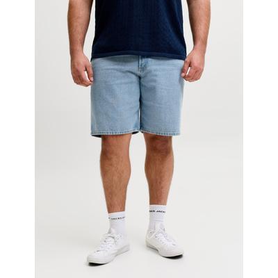 Jeansbermudas "JJITONY JJORIGINAL SHORT", Herren, Gr. 48 (7XL), N-Gr, blau (blau denim), Denim/Jeans, Obermaterial: 100% Baumwolle, JACK & JONES PLUSSIZE, leichte Abriebeffekte, relaxed fit kniefrei, Jeans, Five-Pocket-Design, relaxed fit